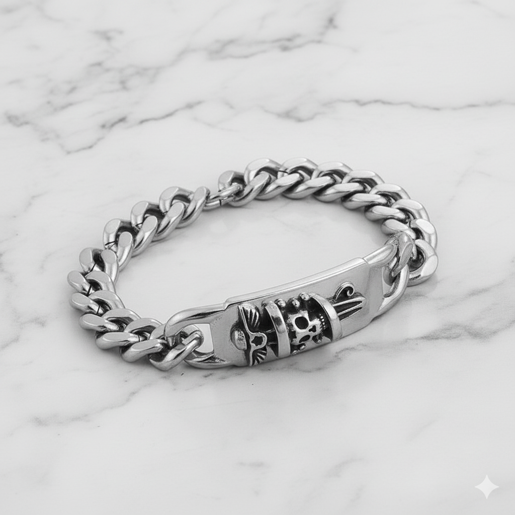 Chrome Hearts Pirates of the Caribbean skull dagger stainless steel bracelet