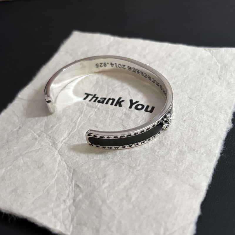 Chrome Hearts Silver 925 French lily backed with stingray leather