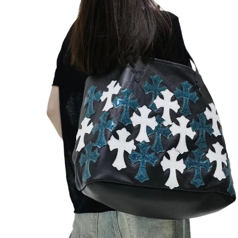 Chh Chrome Heart Leather Bag White Cross Leather