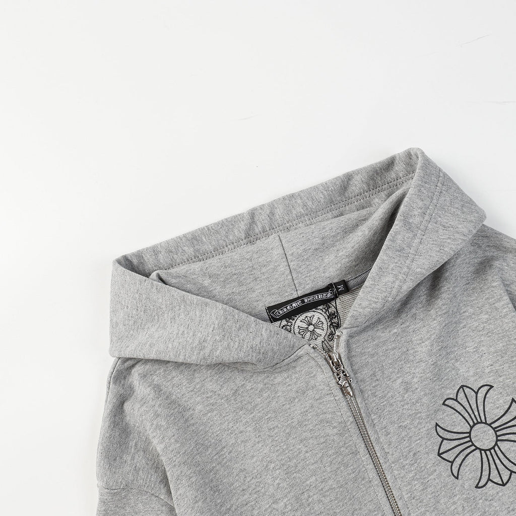 CHH Chrome Heart Hoodie Crowe Hooded Sweater Cardigan Zip Long Sleeve Jacket