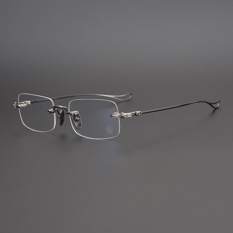 CHH Chrome Hearts Glasses Square Frameless Pure Titanium Ultra Light Myopia Glasses Frame