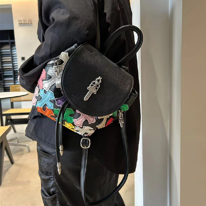 Chh Chrome Heart Leather Bag Cowhide Ladies Backpack Mini Backpack