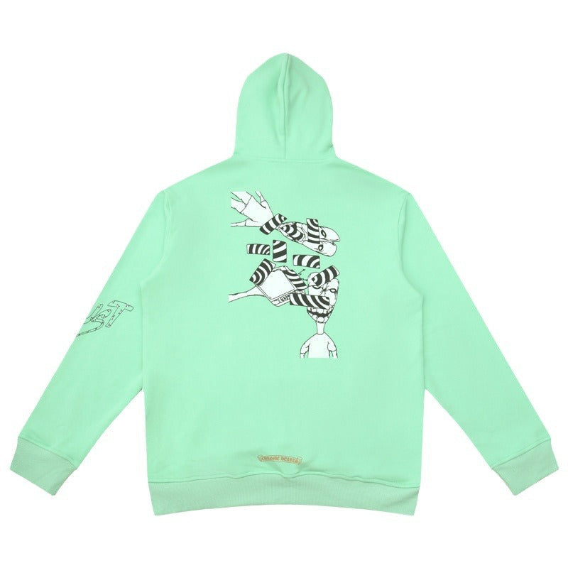 CHH Chrome Heart Hoodie Crowe Sweater High Street Graffiti Zebra Hooded Loose