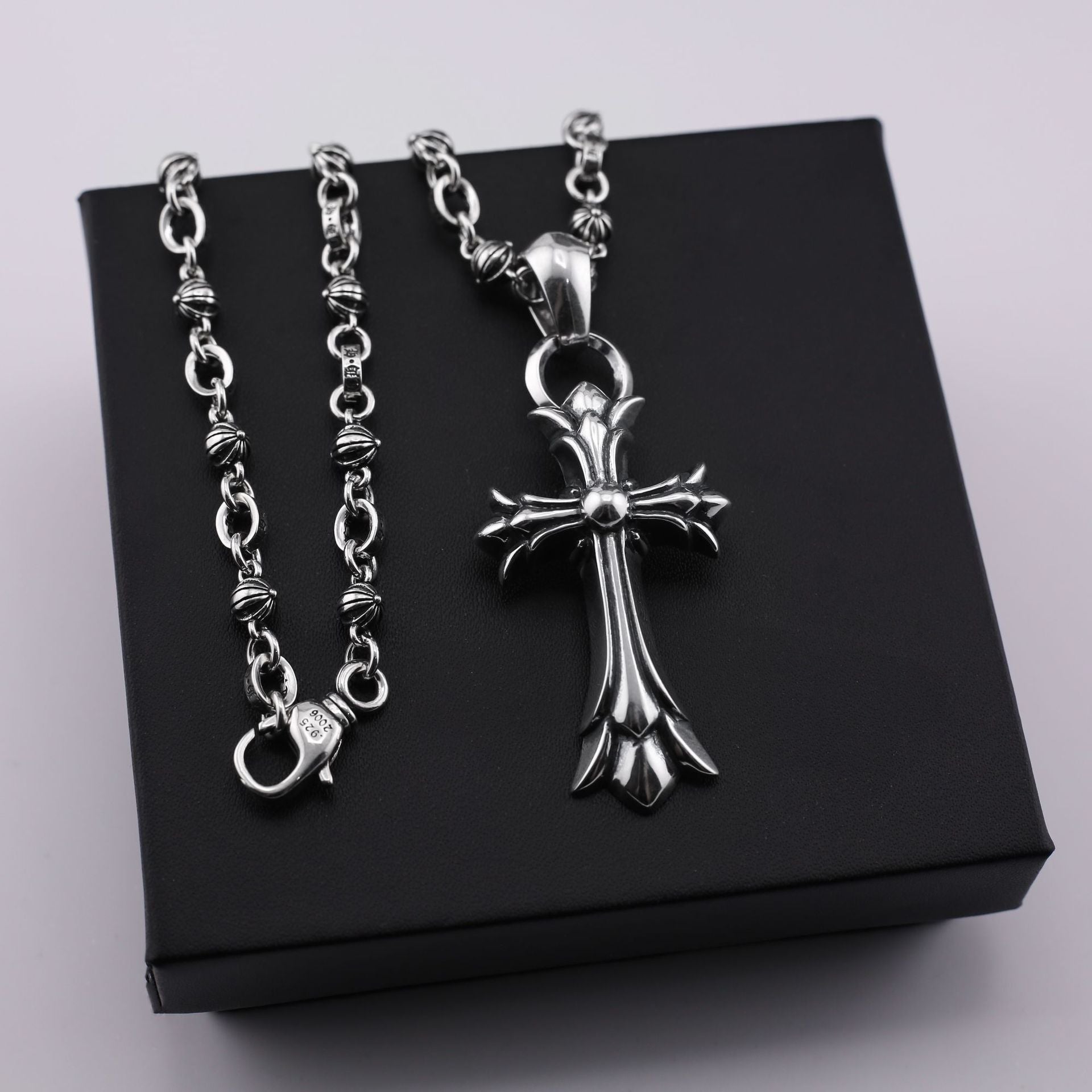 Chrome Hearts old retro large pendant S925 sliver cross necklace