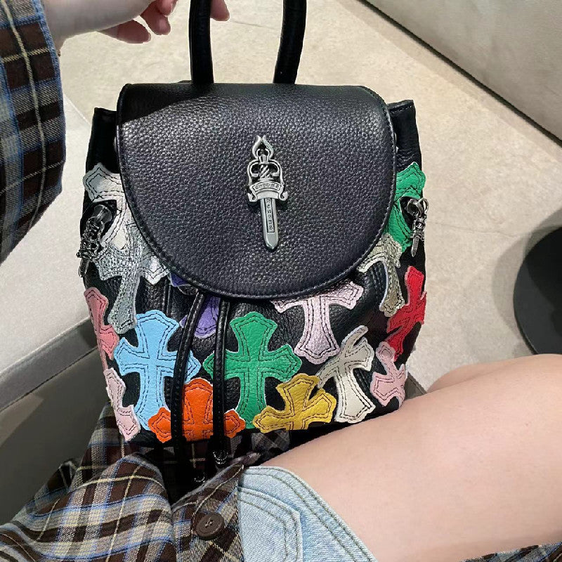 Chh Chrome Heart Leather Bag Cowhide Ladies Backpack Mini Backpack