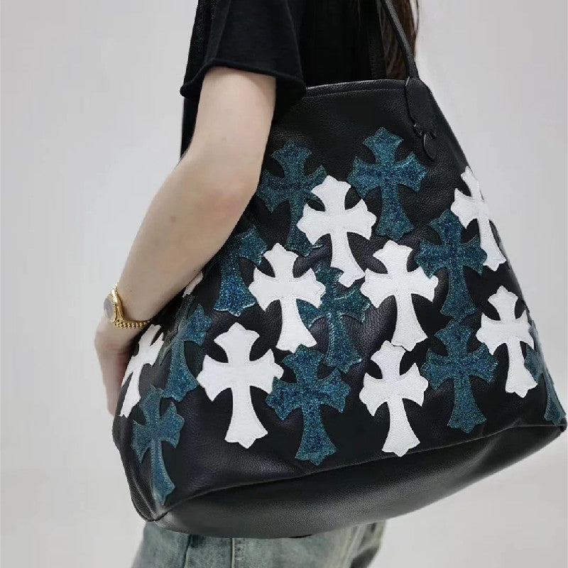 Chh Chrome Heart Leather Bag White Cross Leather