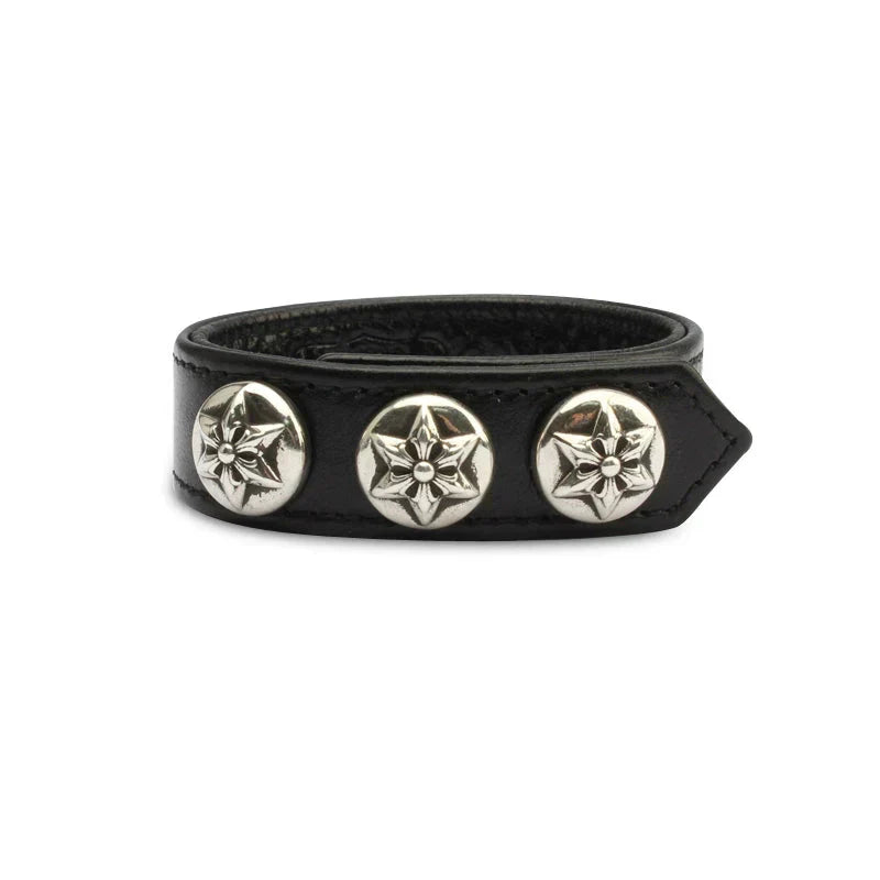 Chrome Hearts Cross Snap Leather Bracelet