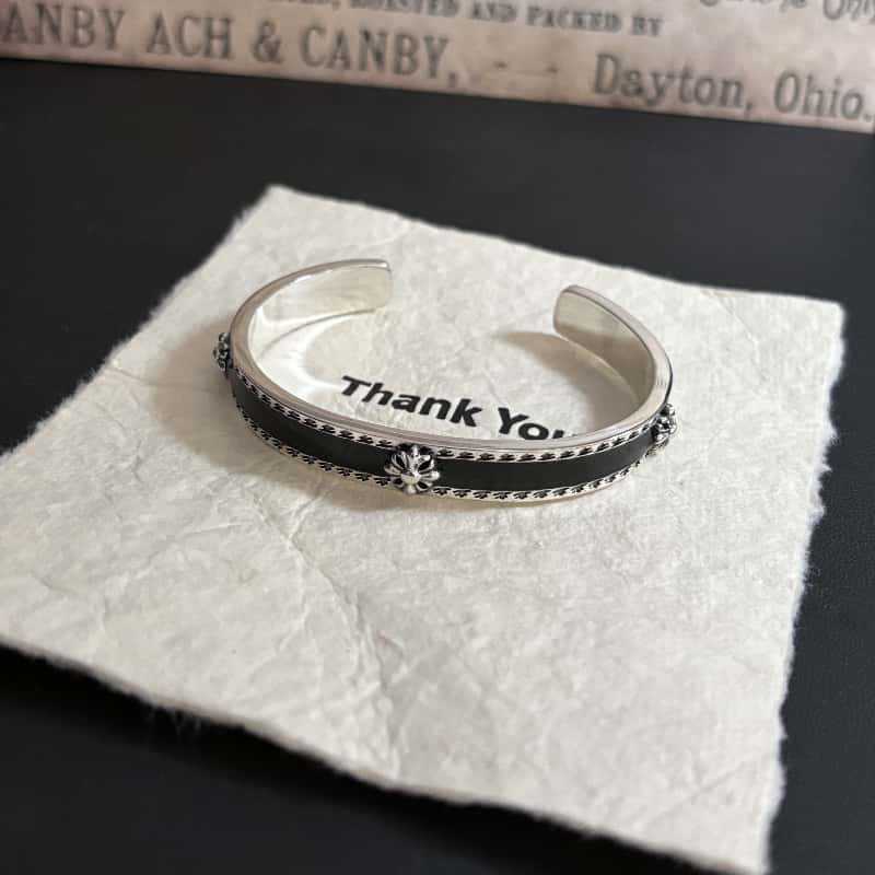 Chrome Hearts Silver 925 French lily backed with stingray leather