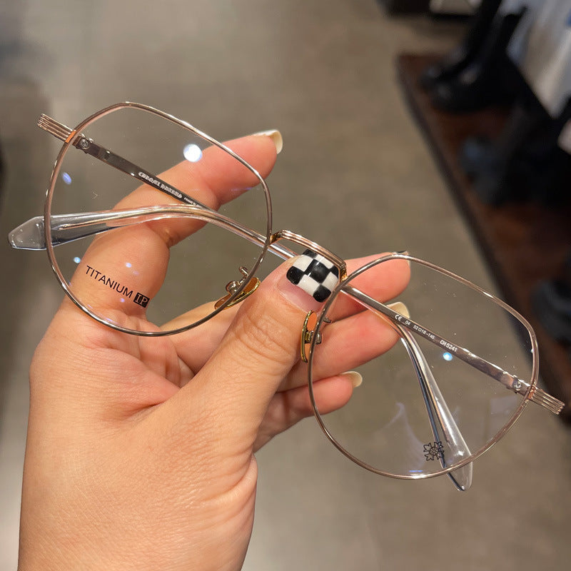 CHH Chrome Hearts Glasses Pure Titanium Ultra Light Polygonal Myopia Glasses Frame