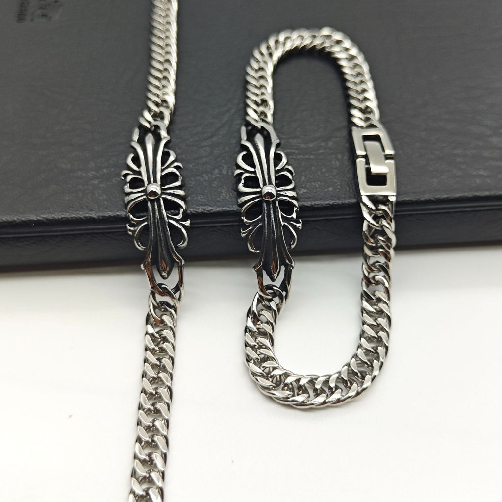 Chrome Hearts curved cross flower S925 bracelet